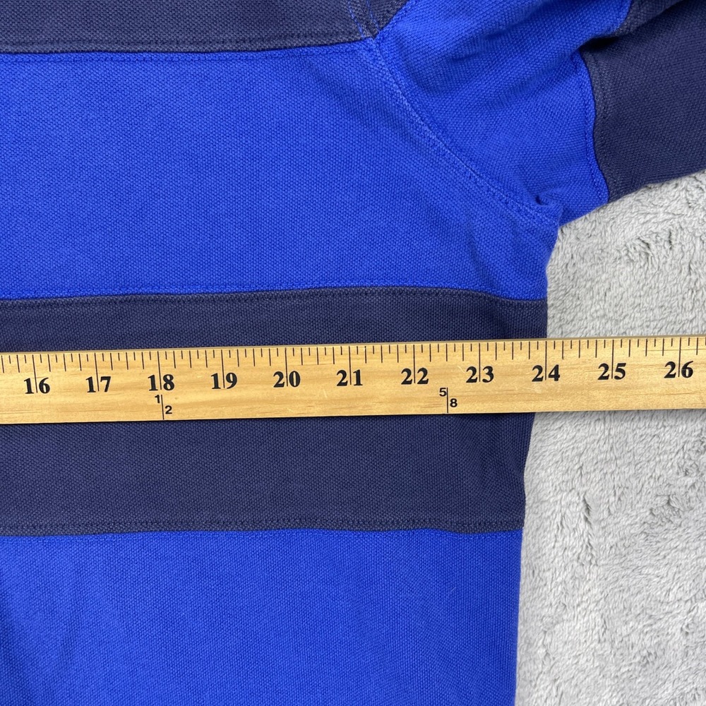 Polo Ralph Lauren Rugby Hoodie Mens XL Blue Striped Long Sleeve Polo Shirt Y2K - Picture 8 of 12